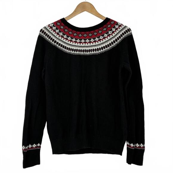 Talbots Sweaters - Talbots Women's Lambswool Blend Fair Isle Cabincore Black Red Sweater Sz Medium